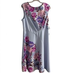 Women's London Times Floral Asymmetrical Waist
Seam Fit & Flare Dress